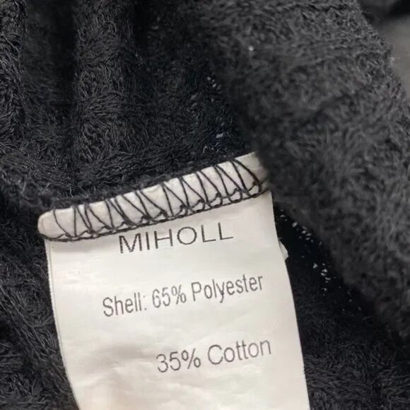 MIHOLL WOMEN'S BLACK BUTTON DOWN TIE FRONT SHORT SLEEVE WAFFLE SHIRT MEDIUM-EUC - Picture 6 of 7